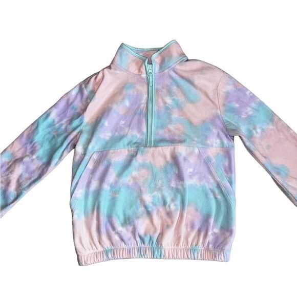 Athletic Works Girls Microfleece Half-Zip Pullover Tie Dye - Size LG (10-12) - Picture 4 of 8